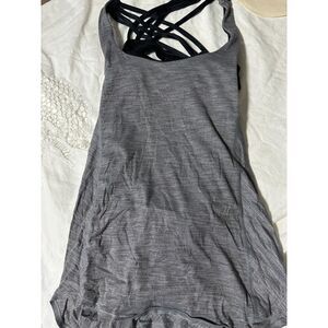 Lululemon Free To Be Zen Tank Top Built-In Bra Strappy Back Gray Black Size 4